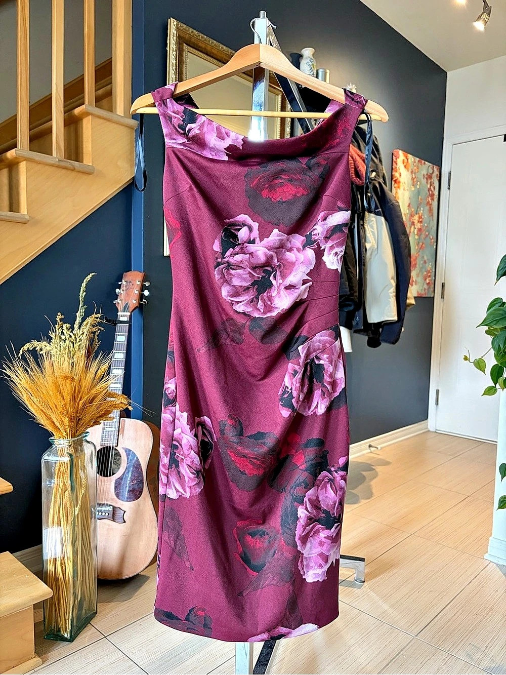 Le Chateau Floral Midi Dress Purple & Pink Size size small NWT